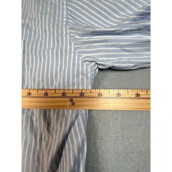 Canali Mens Light Blue White Stripe Dress Shirt Made in‎ Italy Size 44 17.5